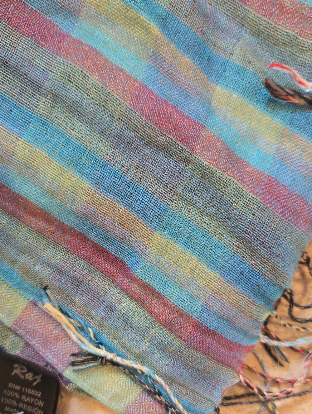 New Neiman Marcus Raj Oversized Reversible Plaid Fringed Edge Shawl/Scarf - Picture 6 of 10